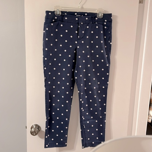 Old Navy Pixie Ankle Pant Size 10 Blue with White Polka Dots - Picture 1 of 5
